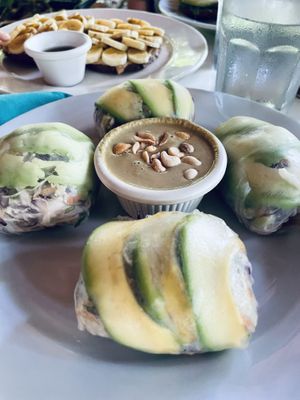 Amazing fresh spring rolls!!! (We ordered a second round) at Harmony Hotel Restaurant in Nosara