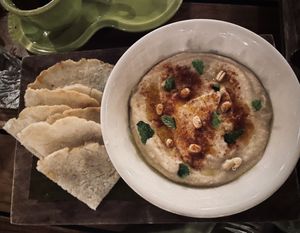 Hummus plate at Harmony Hotel Restaurant in Nosara