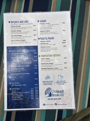 Menu; October 2025  at THE BEACH BREAK in Delaware