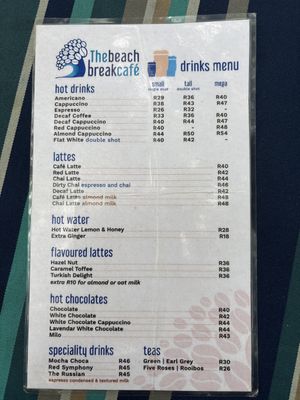 Drink Menu; October 2025  at THE BEACH BREAK in Delaware