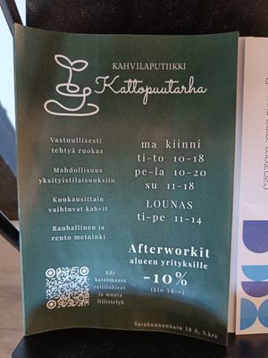 Opening hours at Kattopuutarha in Pirkanmaa