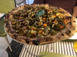 Vegan (no cheese) pizza at Ginger Ristorante NYC in New York City