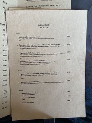 Menu  at Ebe Cafe in Zlin