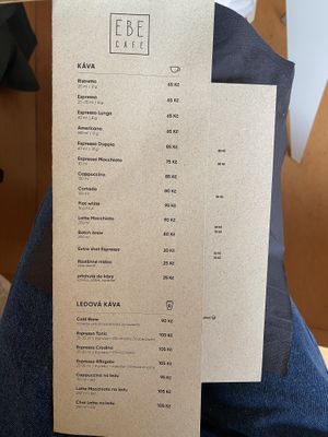 Coffee menu  at Ebe Cafe in Zlin