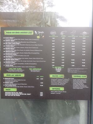 Speisekarte at Crunchy Vegan Kebab in Gottingen