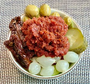 Muhammara bowl at Turquoise Restaurant  in Dubai