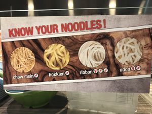 Vegan noodles marked by V at Wok Box in Dartmouth