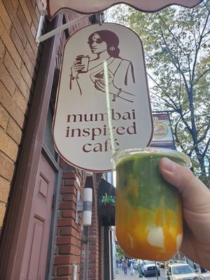 Mango matcha with soy milk at Say She Ate - Mumbai Inspired cafe in Philadelphia