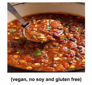 Vegan 3 Bean Texas Chili.  Bold flavors and very hearty.   at Juice Junkies in Fort Worth