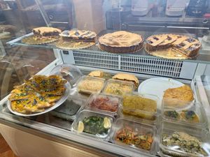 homemade vegan cakes, pies and salads at Genuina Macrobiotica in Toscana
