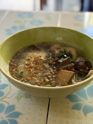 Noodle soupp  at Sangwiroon Vegetarian in Chiang Mai