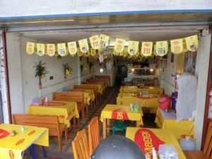 inside at Sangwiroon Vegetarian in Chiang Mai