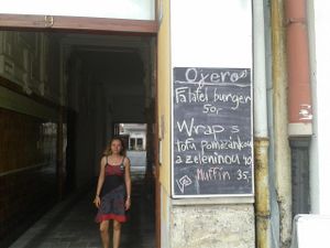 Outside at Ojero Vegan Bistro in Ostrava
