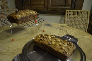 Now serving sugar free and gluten free, Banana bread with Goji Berries, and a Flat Peach & Walnut date loaf.  at The Calabash of Culture in South East London