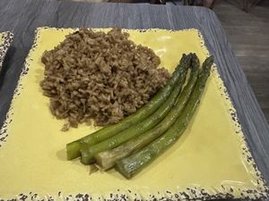 Brown rice and asparagus   at Ital in Paradise in St Croix