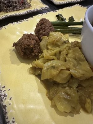 Lentil balls and I loved the curry cabbage   at Ital in Paradise in St Croix