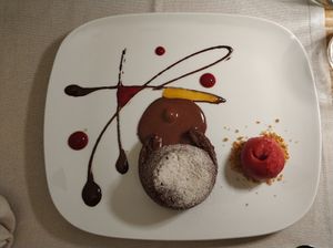 Chocolate lava cake at Gintilla in Cagliari