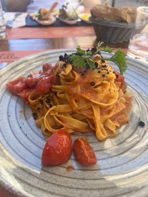 Tagliatelle 3 tomatoes  at Gintilla in Cagliari