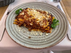 Lasagna with seitan ragu at Gintilla in Cagliari