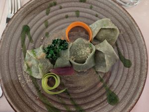 Spirulina tortelloni at Gintilla in Cagliari