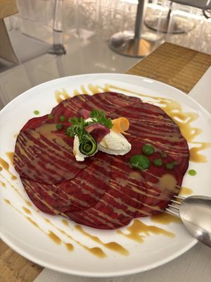 Beetroot carpaccio   at Gintilla in Cagliari
