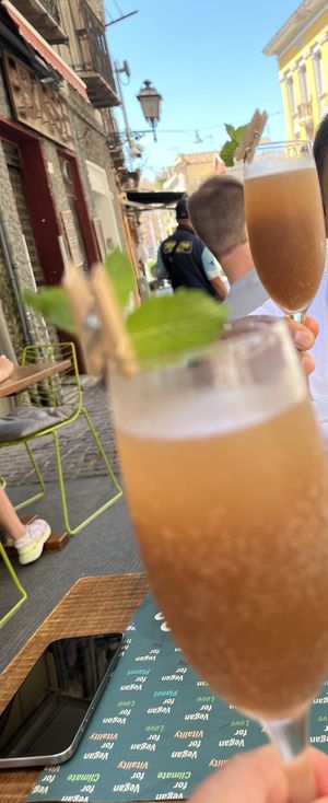 Prosecco with fresh strawberry and mint  at Gintilla in Cagliari