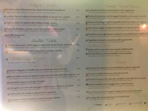 Current menu at Gintilla in Cagliari