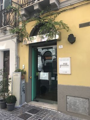 Restaurant's front door on the 16th of September 2019. at Gintilla in Cagliari