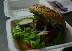 Tofu burger.  All vegan! at Horizontal in St Petersburg