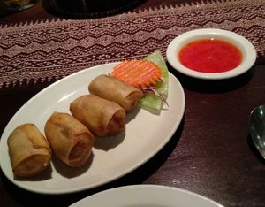 Vegetable spring rolls at Thai Sakon in Huddersfield