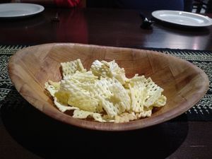 Vegan pumpkin crackers as a substitute for prawn crackers. Just ask your waiter! at Thai Sakon in Huddersfield