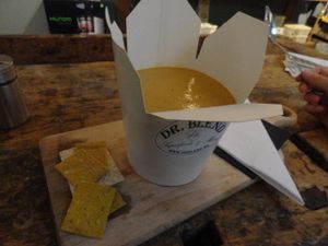 Red raw soup at Dr. Blend in Amsterdam