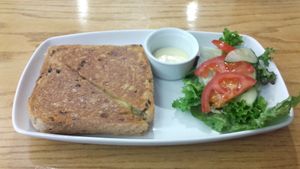 cheese & tomato toastie at Meeting House Cafe in Liverpool