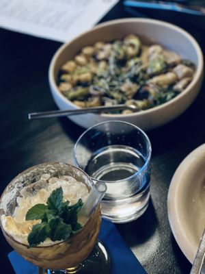 Mocktail and gnocchi   at Adelleda in Portland