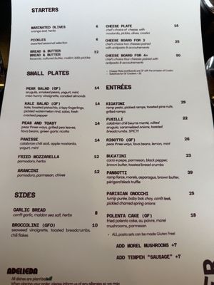 Menu of the moment—it was so hard to choose!  at Adelleda in Portland