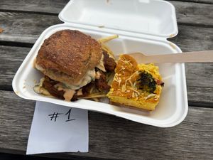 Seitan butty and tomato quiche at Foragers' Kitchen in Nottingham