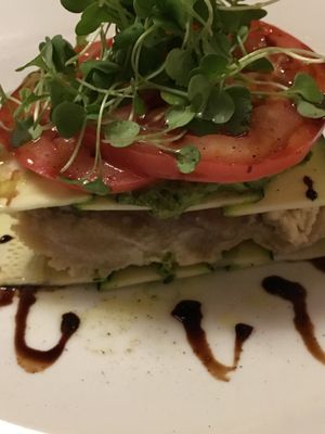 Live heirloom tomato and zucchini lasagna at Candle 79 in New York City