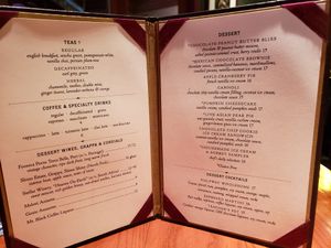 Dessert menu at Candle 79 in New York City