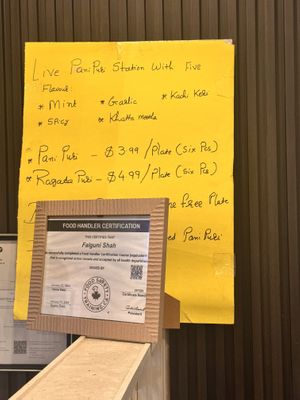 Paani Poori Menu  at Keshav Foods in Brampton