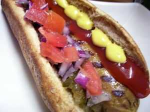 veg hot dog at Vegan Raven in Cagliari