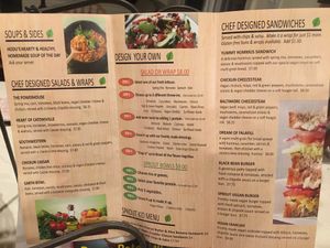 Menu at Sprout Vegan 2.0 in Baltimore