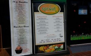 window signs at Sprout Vegan 2.0 in Baltimore