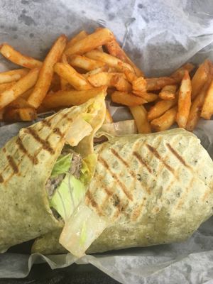 Black bean wrap,fries (yes I'm cheating lol)  at Sprout Vegan 2.0 in Baltimore