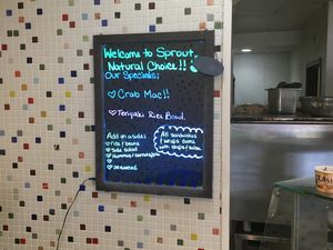 Sign at Sprout Vegan 2.0 in Baltimore