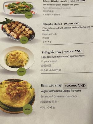 vegan page some not actually vegan   at Nhà An - Vietnamese local food restaurant and vegan in Da Nang