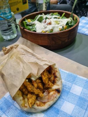 Erotic Gyros and Pandaisia salad at Vegan Stories by Konstantinos in Athens