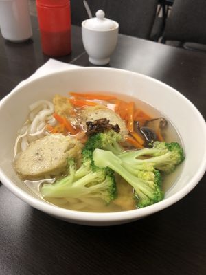 Udon noodle soup at Petit Marche Vege in Montreal