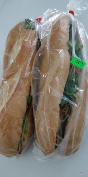 Mushroom and BBQ banh mis at Petit Marche Vege in Montreal