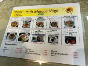 Menu  at Petit Marche Vege in Montreal