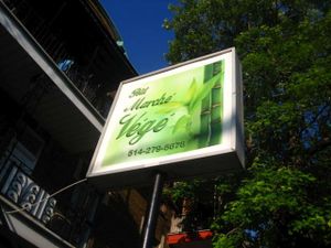 Street sign at Petit Marche Vege in Montreal